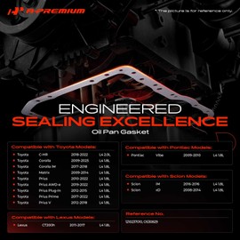 A-Premium 1.8L 2.0L Engine Oil Pan Gasket Set, Compatible with Toyota Corolla 2009-2025, Corolla iM 2017-2018, Prius AWD-e Plug-In Prime V, Matrix, C-HR & Lexus CT200h & Pontiac Vibe & Scion iM, xD