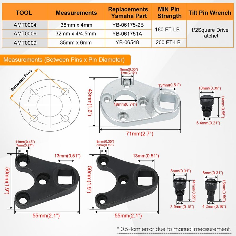 PQY Outboard Trim Tilt Pin Wrench Tools Set MT0004 &