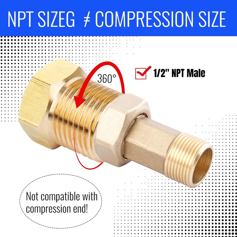 Brass Pipe Adapter - 1/4" SAE Female to 1/2" SAE