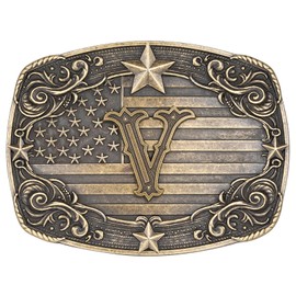 Absbolo Western Belt Buckle Men Initial Letter ABCDJRM to Z Rodeo Cowboy Belt Buckles for Women V