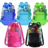 INVODA Mesh Beach Bag Drawstring Beach Backpack Foldable Toy Organizer