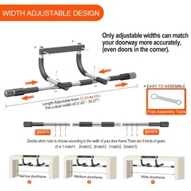 Ally Peaks Pull Up Bar for Doorway,Multiple Levels Width Adjustable Pull Up Bar Accurately Match Wide and Narrow doorframe,Indoor Chin-Up Bar Workout Bar,USA Original Patent