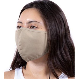 Headmost Comfymask 3 Layer Large Fabric Facemask: Water Repellent, Washable, Breathable & Toggle Adjustable Face Mask (Khaki)