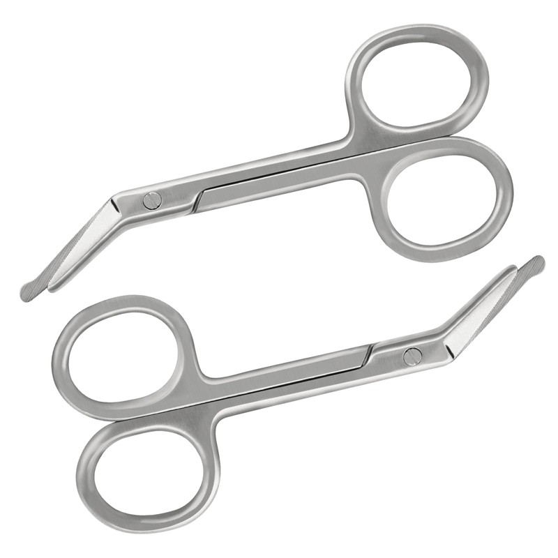 KONWEDA Ostomy Scissors Curved Blunt Tips, Small Scissors for Colostomy