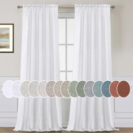 H.VERSAILTEX Light Filtering Linen Textured Curtains Window Treatment Privacy Added Draperies/Drapes/Panels/Treatment, Rod Pocket, Natural & Durable,2 Panels