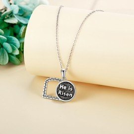 ONEFINITY Empty Tomb Necklace S925 Sterling Silver He is Risen Pendant Necklace Religious Christian Jewellery for Women Men