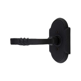 Wrought Steel Arched Rosettes Door Set with San Carlos Levers Right Hand Double Dummy in Matte Black