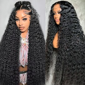 26 Inch 200 Density 13x4 Deep Wave Lace Front Wigs Human Hair HD Lace Wigs Human Hair Wigs for Black Women Human Hair 180% Density Lace Frontal Wig Pre Plucked with Baby Hair