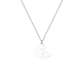 Cykdohy Simple Bunny Pendant Necklace for Women Teens Stainless Steel Cute Lovely Rabbit Charm Choker Necklaces Adjustable Chain Delicate Fashion Easter Day Holiday Jewelry Gifts for Animal Lovers,