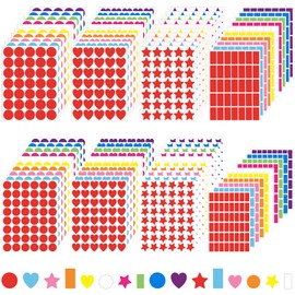 AmazingSpark 80 Sheets 3320 Pcs Multi Shaped Color Coding Stickers, 0.75'' and 1.18'', 10 Colors 4 Shapes Coding Labels Dot Stickers for Crafts School Classroom Office DIY Supplies