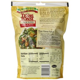 New York Texas Toast Croutons Garlic & Butter, 5-Ounce Bags (Pack of 12)