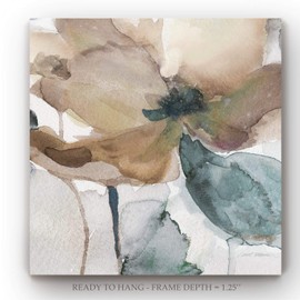 Abstract Wall Art, Wall Décor Canvas, Animals, Flowers, Coastal, Geometric, and Vibrant Colors, Ready to Hang - Watercolor Poppy I 24X24