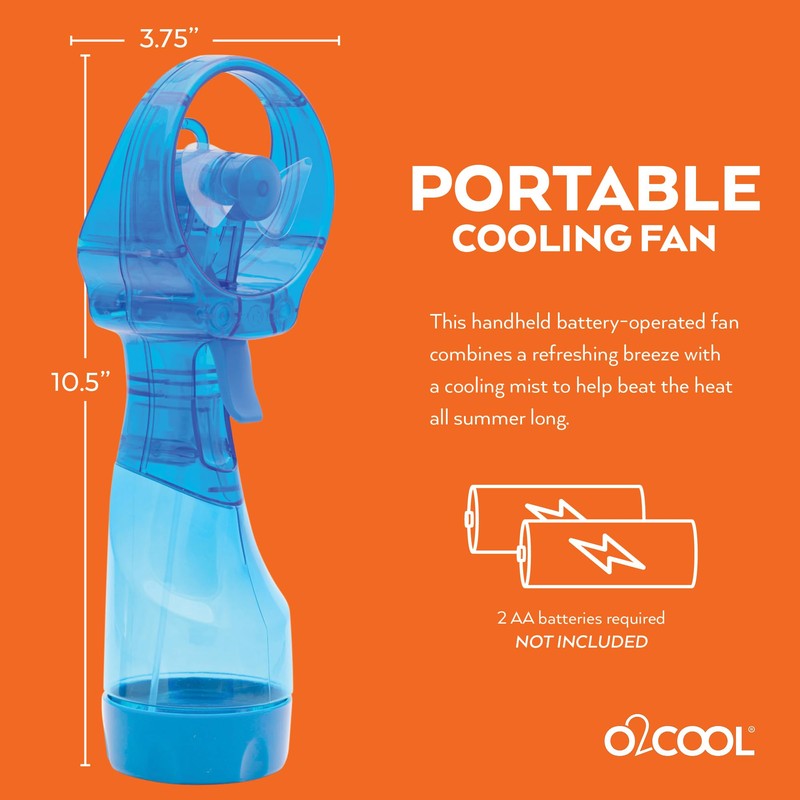 O2COOL Deluxe Handheld Battery Powered Water Misting Fan (Light Blue)