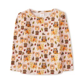 Gymboree Girls and Toddler Printed Long Sleeve Shirts, Harvest Owl, 12-18 Months