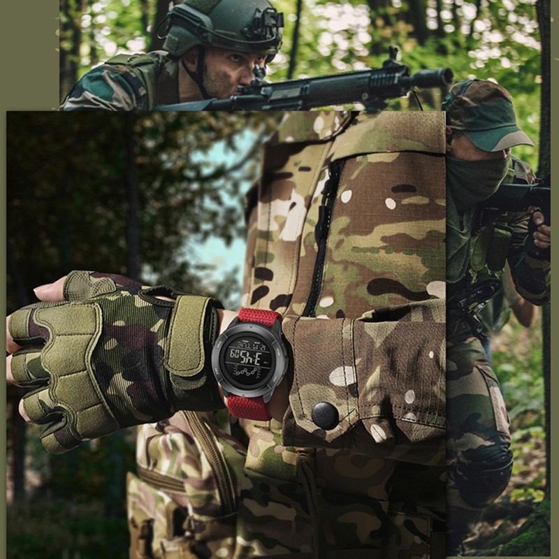 Men's Military Command Sports Watch Breathable Calendar Alarm Stopwatch Pedometer