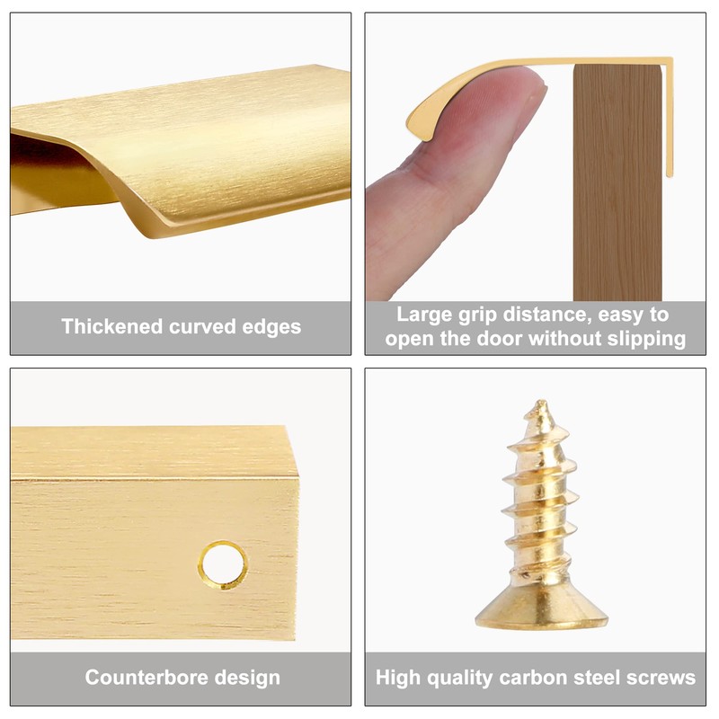 Malimali 10 Pack Gold Edge Finger Pulls for Cabinets 6"