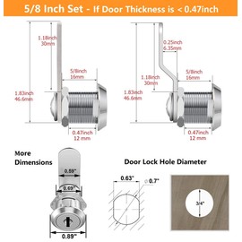 5/8" Cam Locks Keyed Alike - Zzbety 12 Pack Keyed Alike Cabinet Locks Secure Files Drawers Mailbox RV Cylinder Replacement Lock Set, Camper Door Tool Box, Zinc Alloy
