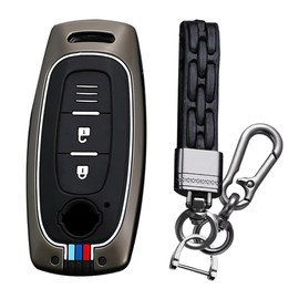 KUNIO Keyless Key Case Fits Nissan X-Trail Qashqai J12 Altima Teana 2022 2023 Ariya Metal Housing Protection Car Key Case Key Fob 2 Buttons A Black