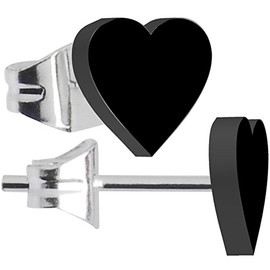 Body Candy Black Acrylic Heart Stud Earrings