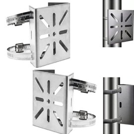 BeElion 2 in Pack Steel Vertical Pole Mount Bracket Mount Camera Adapter for CCTV Security Camera Ptz Dome Vertical Pole Wall Mounting Bracket with 4 Loops
