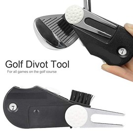 Multi-Function Golf Divot Repair Tool with Detachable Golf Ball Marker Brush Stroke Counter for Golf Training Golf Golf