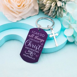 Davrock Baptism Gifts for Girl Catholic Gifts Cross Keychain Catholic Stocking Stuffers Inspirational Religious Scripture Gift with Bible Verse Prayers for Women Men Christian Gift for Women
