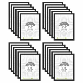 FotoStation BULK BUY SET OF 24-6 x 8 Inch Photo Frames Black Poster Frame 15cm X 20cm Approx. Black Picture Frames for Tabletop Freestanding & Wall Mounting Black Frames