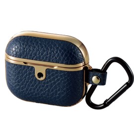 Elecom AVA-AP3UCMNV Soft Leather Case for AirPods 3rd Generation (2021 Model), Side Plating, Navy