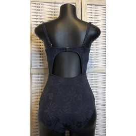 Cupshe NWT Cupshe Womens One Piece Swimsuit Medium Navy Blue Floral Silver Glitter