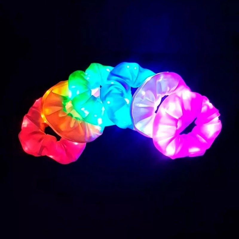 KFMX 12 Scrunchies Luminosas Mujer Niñas Donas Led Varios Colores