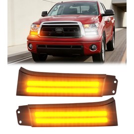Fog Lights for Toyota Tundra Sequoia 2007-2013 Accessories LED Front Grill Daytime Running Light Amber Turn Signals Headlights Filler Trim