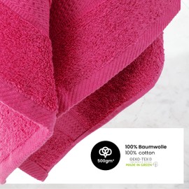 BaSaTex Terry Towelling Guest Towels 30 x 50 cm Set of 10 Guest Towels 100% Cotton Made in Green Colour: Magenta Pink