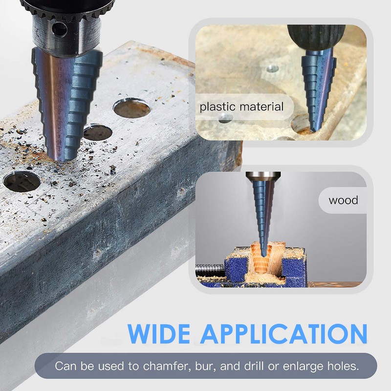 50 Sizes HSS Step Drill Bit Set with Automatic Center