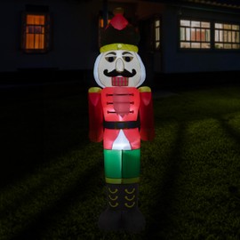 Sunnydaze 8 ft Nathaniel The Nutcracker Inflatable Christmas Decoration - Indoor or Outdoor Use - 3 White LED Lights