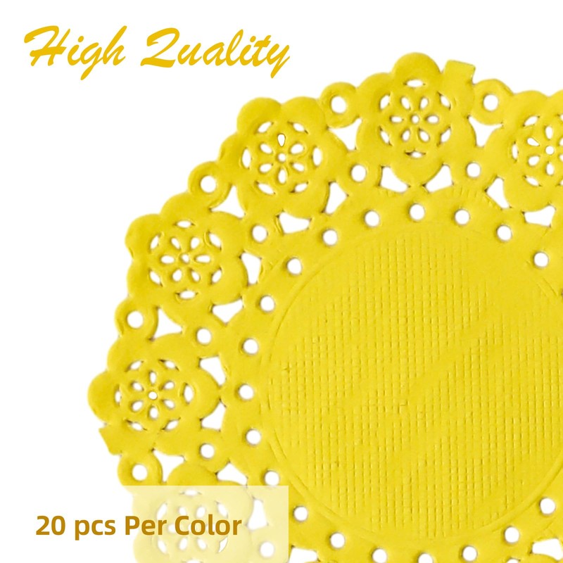200 Pcs 3 Inch Round Lace Coloured Paper Doilies, Assorted
