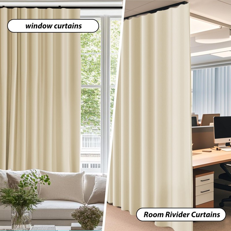 hoeflife Room Divider Blackout Curtains & Ceiling Curtain Track Set