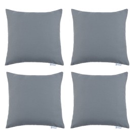 Proheeder Scatter Pillow Covers - Water Resistant & Washable Square Style Pillow Covers, Decorative Outdoor Pillow Covers for Sofa, Couch, Bed & Bench | (45 x 45cm, Dark Grey, Pack of 4)