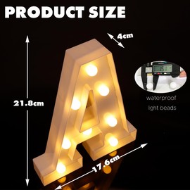 Dyingswan Led Light Up Letters, 26 Alphabet Marquee Letter Lights, Small Letters with Lights, Battery Powered Letter Sign Lights for Party, Table, Wall Decor (Letter A, Warm White)