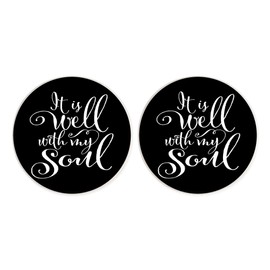 Well with My Soul Midnight Black 2.75 x 2.75 Ceramic Car Coasters Pack of 2