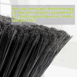 Escoba verde para interior de 54 pulgadas de largo mango para limpieza de pisos, escoba de barrido para cocina, cochera, vestíbulo, patio y jardín