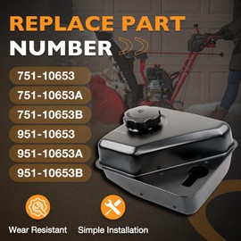 951-10653 Gas Tank Compatible with MTD/ Cub Cadet 208cc Snow Blower, Tiller Fuel Tank Replacement for Troy Bilt/Craftsman Snow Thrower OHV Engine, Replaces 951-10653A, 951-10653B, 751-10653