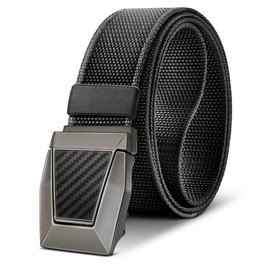 BULLIANT Tactical Belt for Men, Men Stretch Nylon Web Gift Belt 1.5"-Hiking Rigger Military Work-Quick Release(Black,34"-38" Waist Adjustable)