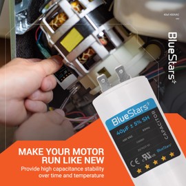 BlueStars 40 uf/MFD/Microfarad 450 VAC Volts CBB60 50Hz/60Hz Run Capacitor with Screw - Exact Fit for Start-up of AC Motors Run Electric Motors Water Pumps