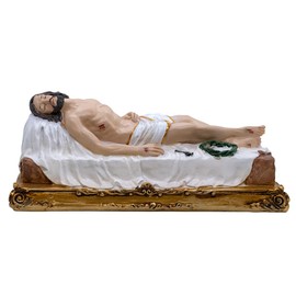 VILLAGE GIFT IMPORTERS Dead Savior Figurine | Jesus After Death on The Cross Statue | Christ in The Holy Sepulcher Figurine | 12" Long | Catholic Religious Sculpture for Home Prayer Space | Lays Flat