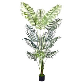Artificial Golden Cane Palm Tree 1Pack 6Feet Faux Plant for Home Decor Indoor Outdoor Faux Areca Palm Tree in Pot for Home Office Perfect Housewarming Gift with Adjustable Trunk