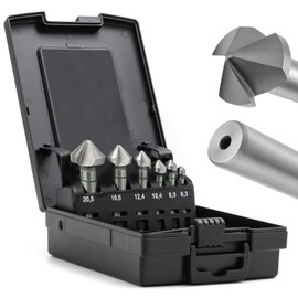 Countersink Drill Bit Set, M2 90 Degree Countersink Drill, Metal Chamfering Tool with Box for Metal, Wood, Aluminum, Stainless Steel (6.3/8.3/10.4/12.4/16.5/20.5mm) 6 pcs