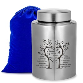 Medium Urns for Adult Male Female Ashes Silver Tree of Love Urns for Human Ashes Burial Urns for Cemetery Memorial Urn Large Keepsake Urn Decorative Cremation Urn with Velvet Bag