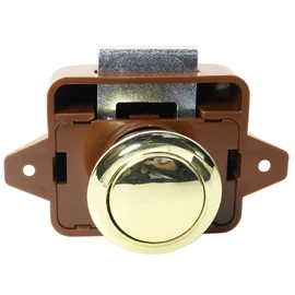 SQXBK Keyless Push Button Catch Door Knob Lock Push Button Catch Lock for RV Caravan Cabinet Boat Motor Home Cupboard,Brown Gold