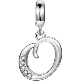 Jewellbox Sterling Silver 925 Letter O Initial Dangle Pendant Charm for Bracelets and Necklaces
