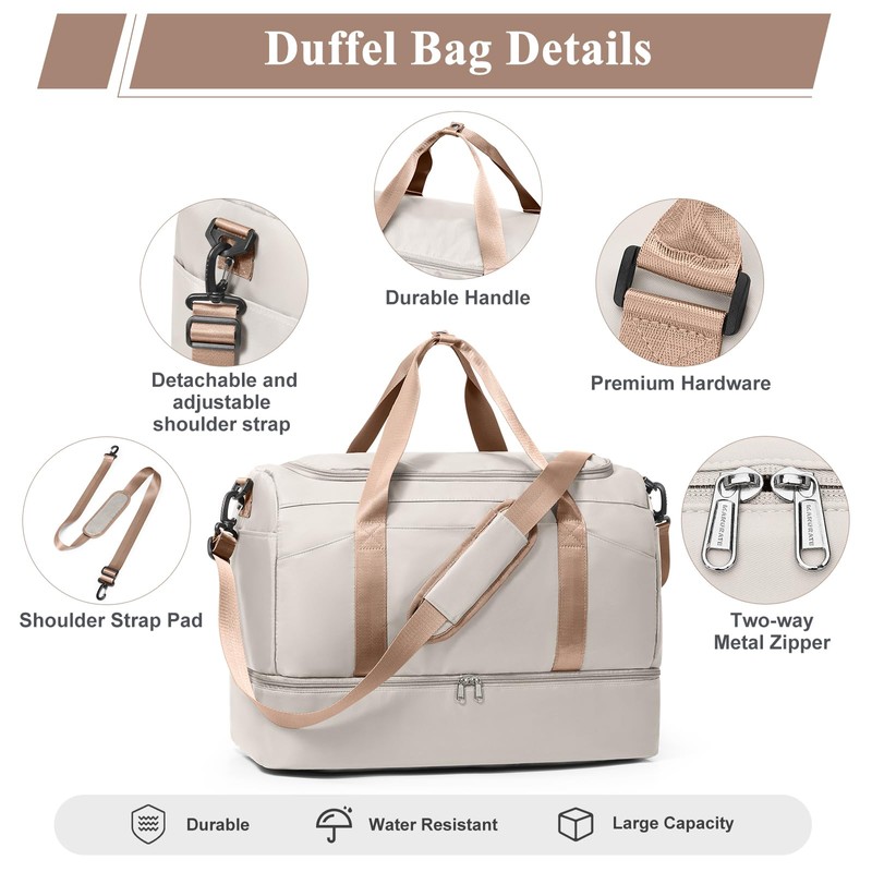 Large Travel Duffle Bag,Carry-on Overnight Weekender Bags for Women
